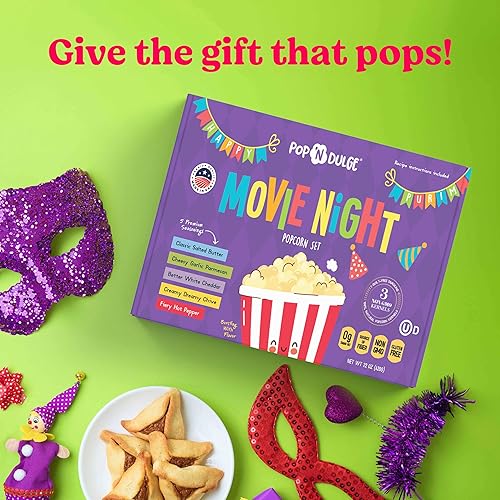 Miniatura 51 de Regalos de Navidad para la noche de cine, juegos de regalo de cestas de regalo de palomitas de maíz, 5 granos gourmet sin OMG y 5 sabores