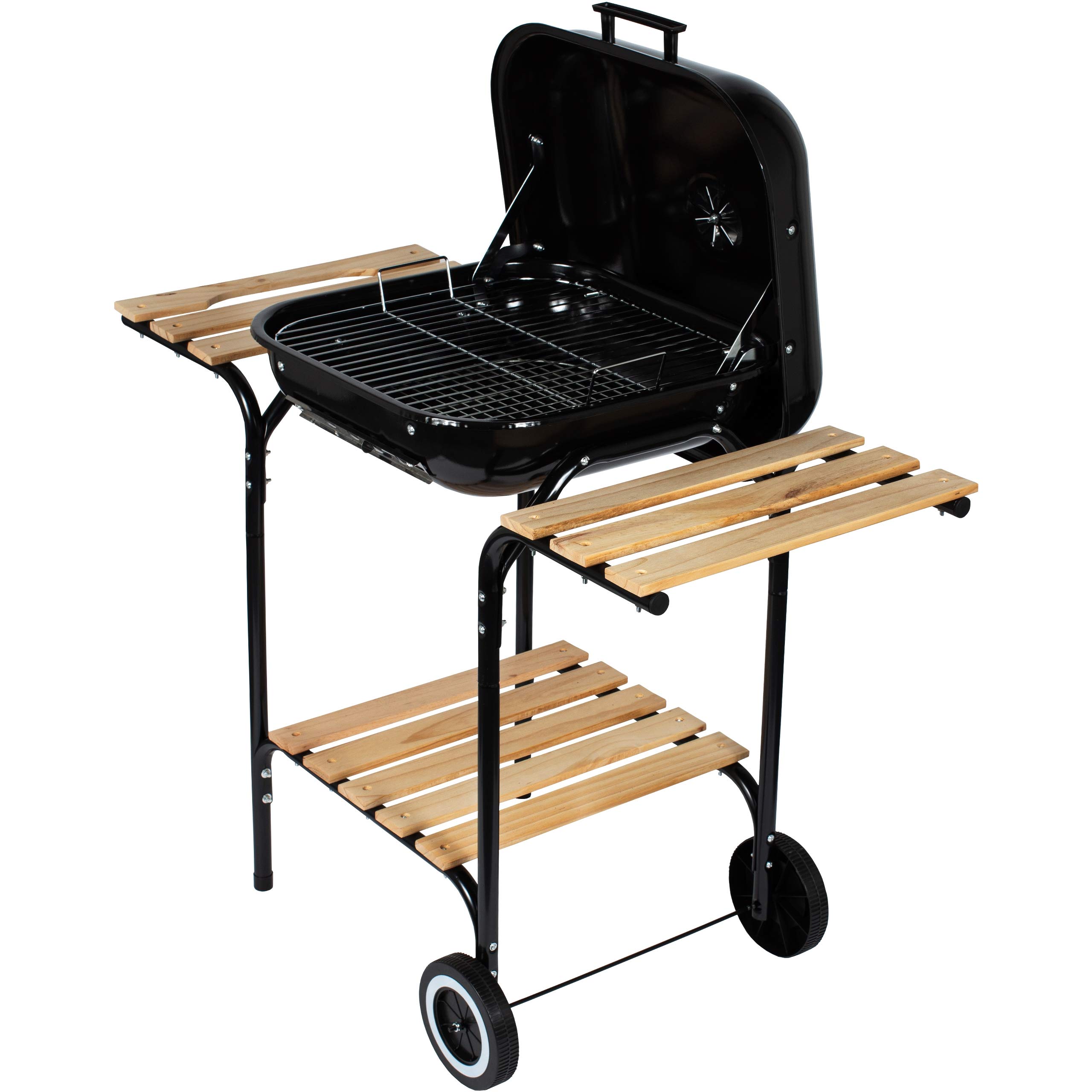 GrillMaster Kohlegrill EmaBend GM3000 + Gebläse, Gartenbau, Karbon, Mit Rollen, Holzböden