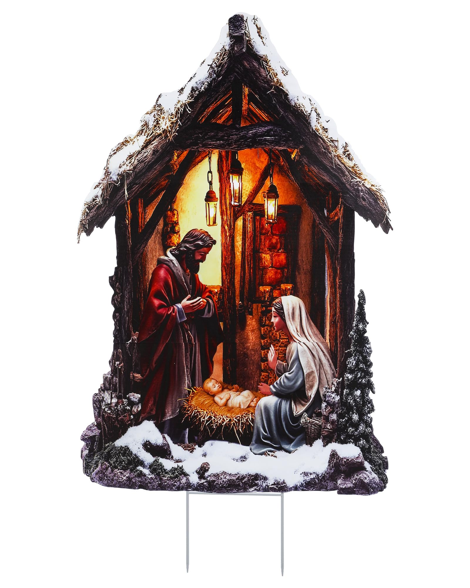 Blulu Metal Christmas Outdoor Nativity Scene Set 55" Holy Family Outdoor Decorations with Sturdy Stakes Large Jesus Joseph Mary Yard Signs for Xmas Holiday Lawn Home Garden Decor