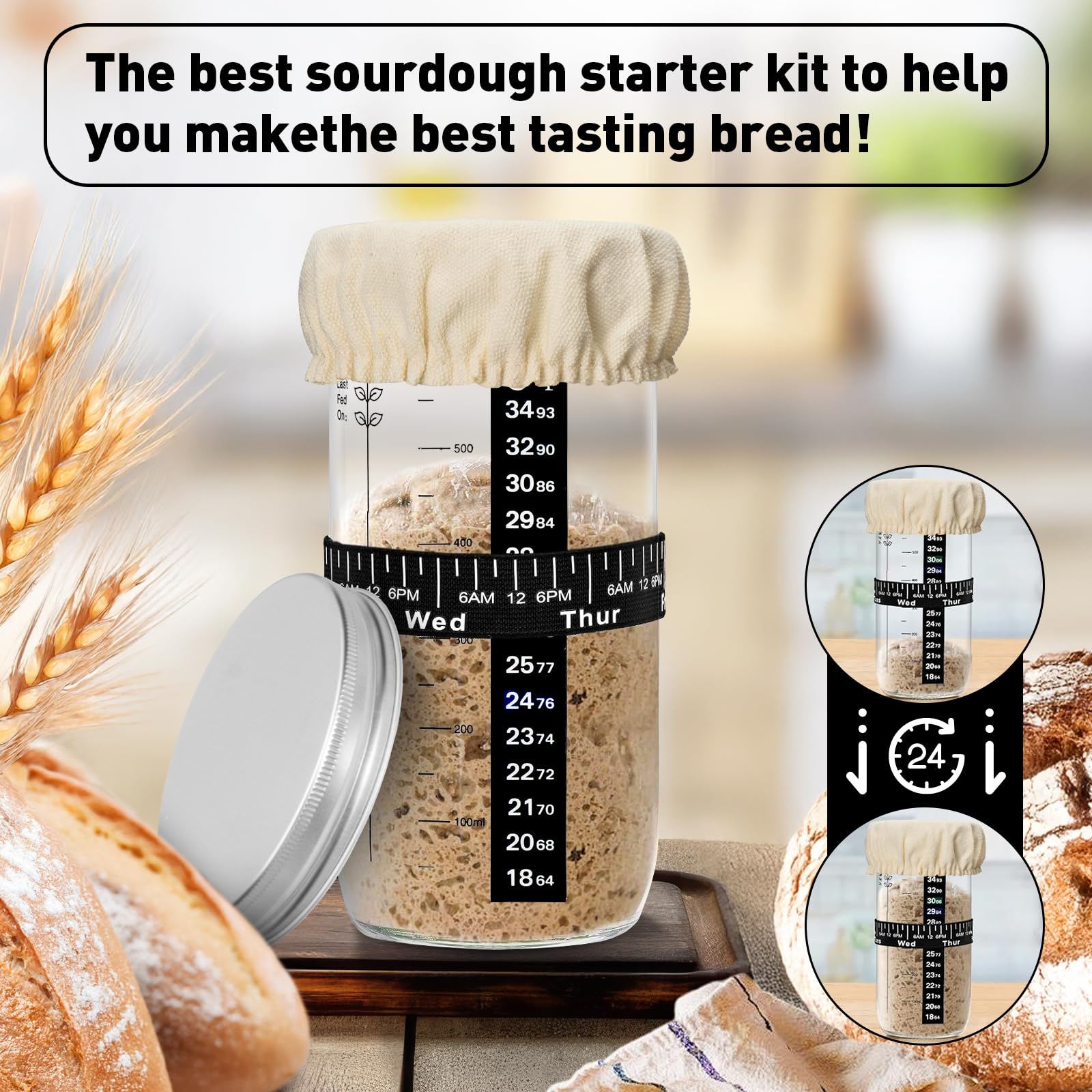 Kit Barattolo Lievito Madre 730ml - Con Termometro, Raschietto E Accessori Per Panificazione - Foto 12