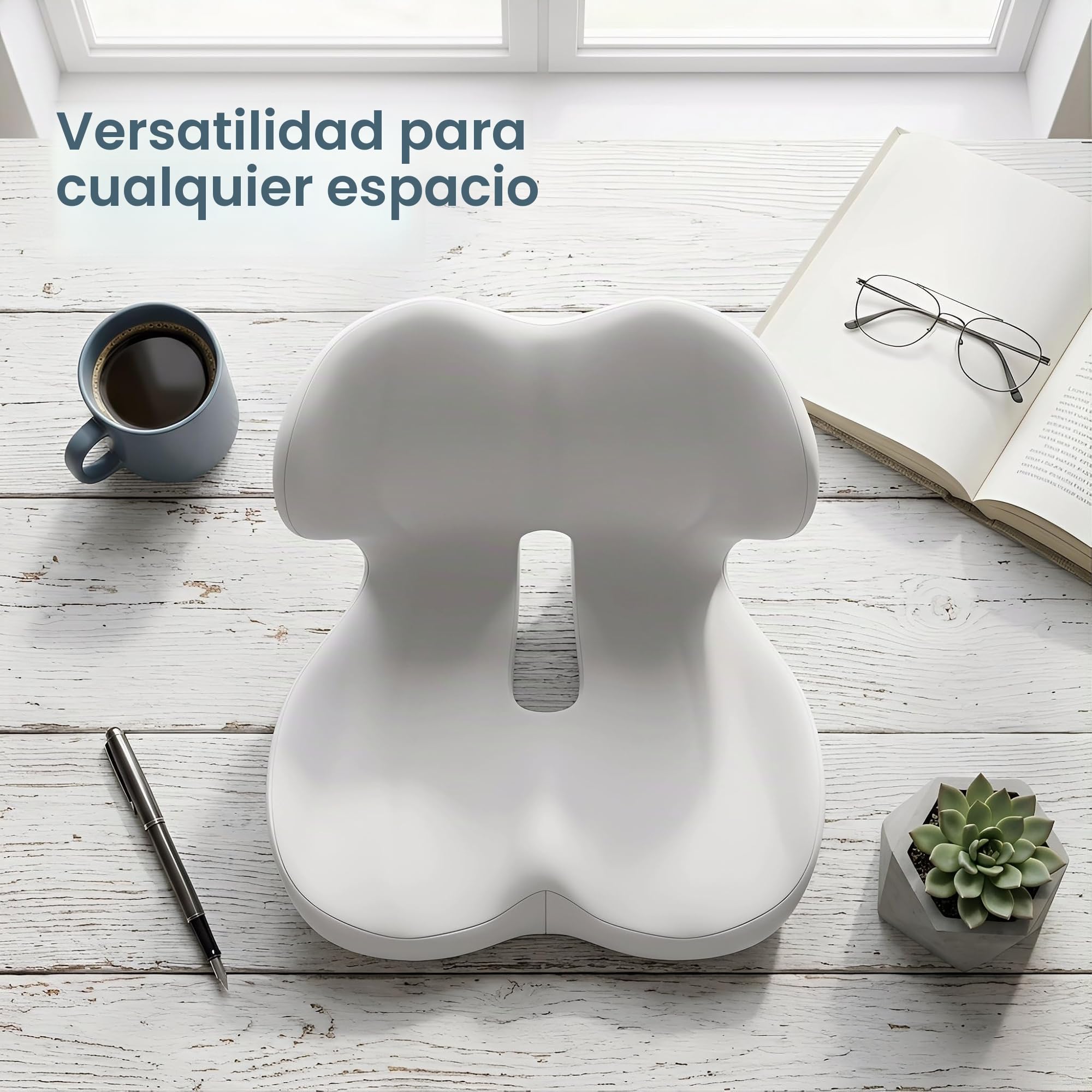 Cojín Lumbar y Asiento con Espuma de Memoria, Cojín para Coxis y Espalda | Soporte Ergonomico para Silla Oficina y Coche, Funda Transpirable Antideslizante