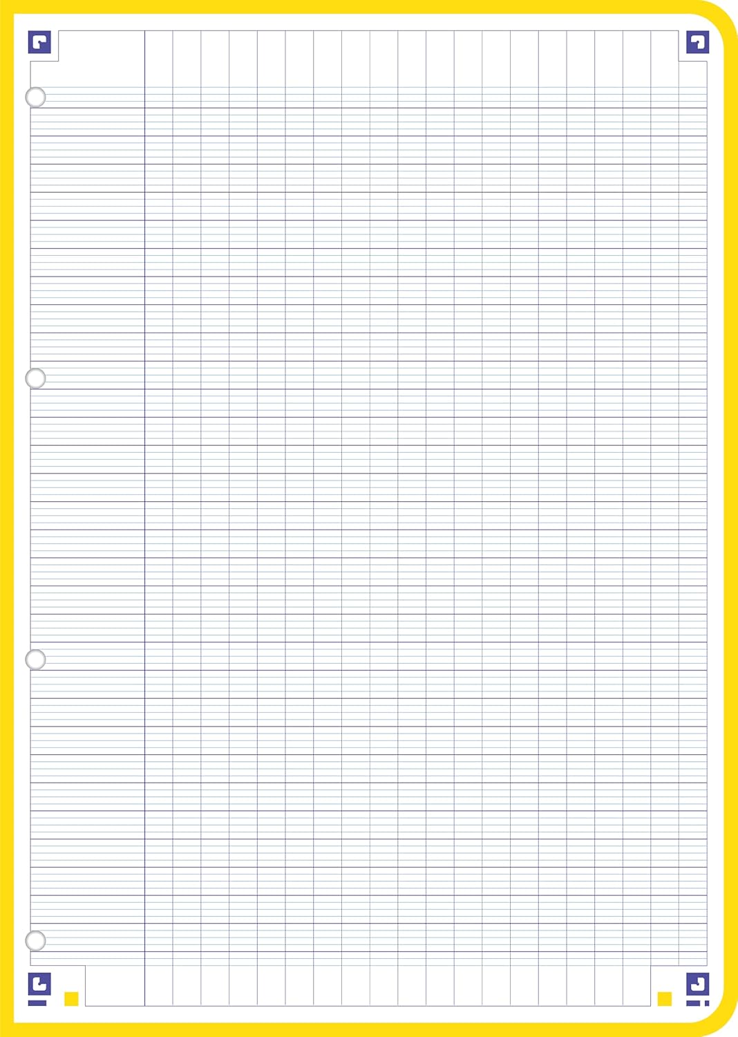 OXFORD Color System A4 Single Sheets Perforated 200 Pages Large Squares Seyès 5 Assorted Frame Colours Under Film, Black