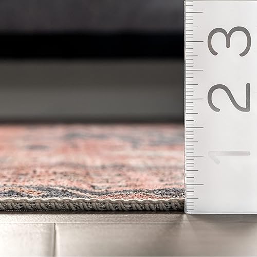 Miniatura 2 de nuLOOM Medallion - Alfombra ultrafina lavable a máquina, 9 x 12 pies, color óxido