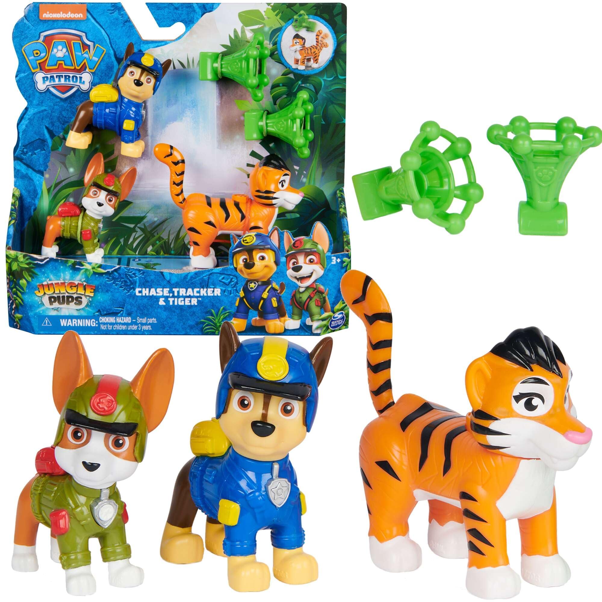 Paw Patrol: Jungle Pups Chase, Tracker & Tiger Action Figures with Projectile Launcher, Kids’ Toys for Boys and Girls Aged 3 and Up