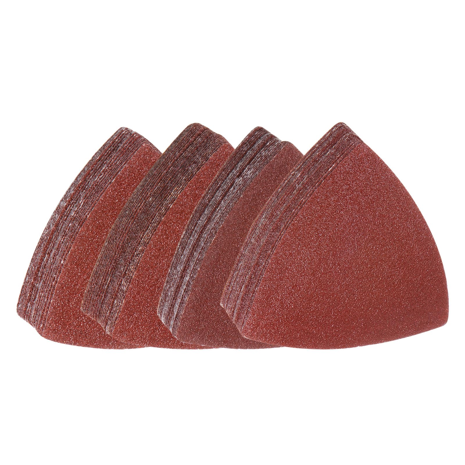 HARFINGTON 100pcs Triangular Hook & Loop Sandpapers 40/60/80/100 Grits 3-1/8" Aluminum Oxide Sanding Pads Mouse Detail Sander Papers Multitool Sheets