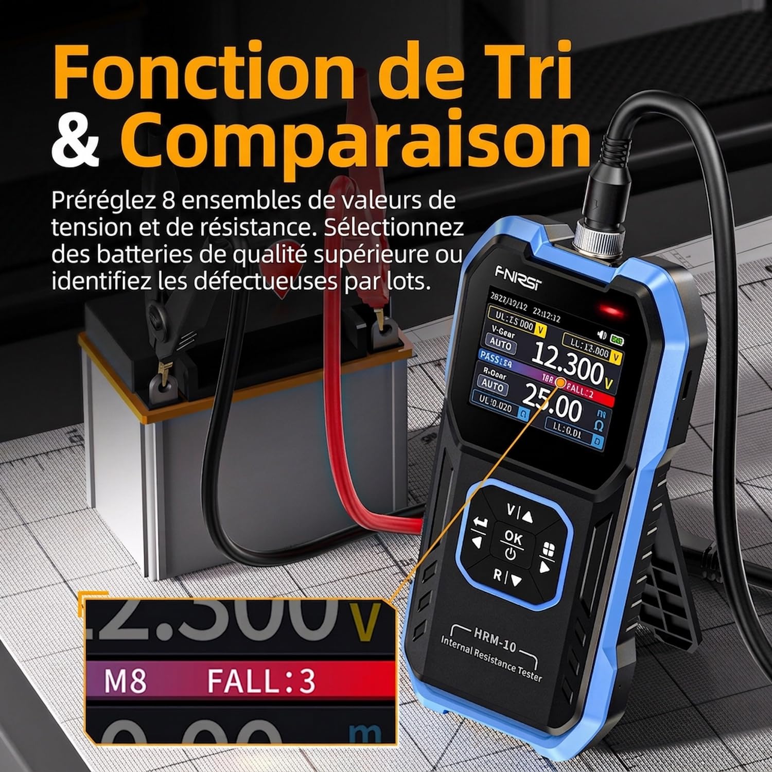 HRM-10 Internal Resistance Tester 100V 200Ω Battery Tester Numérique