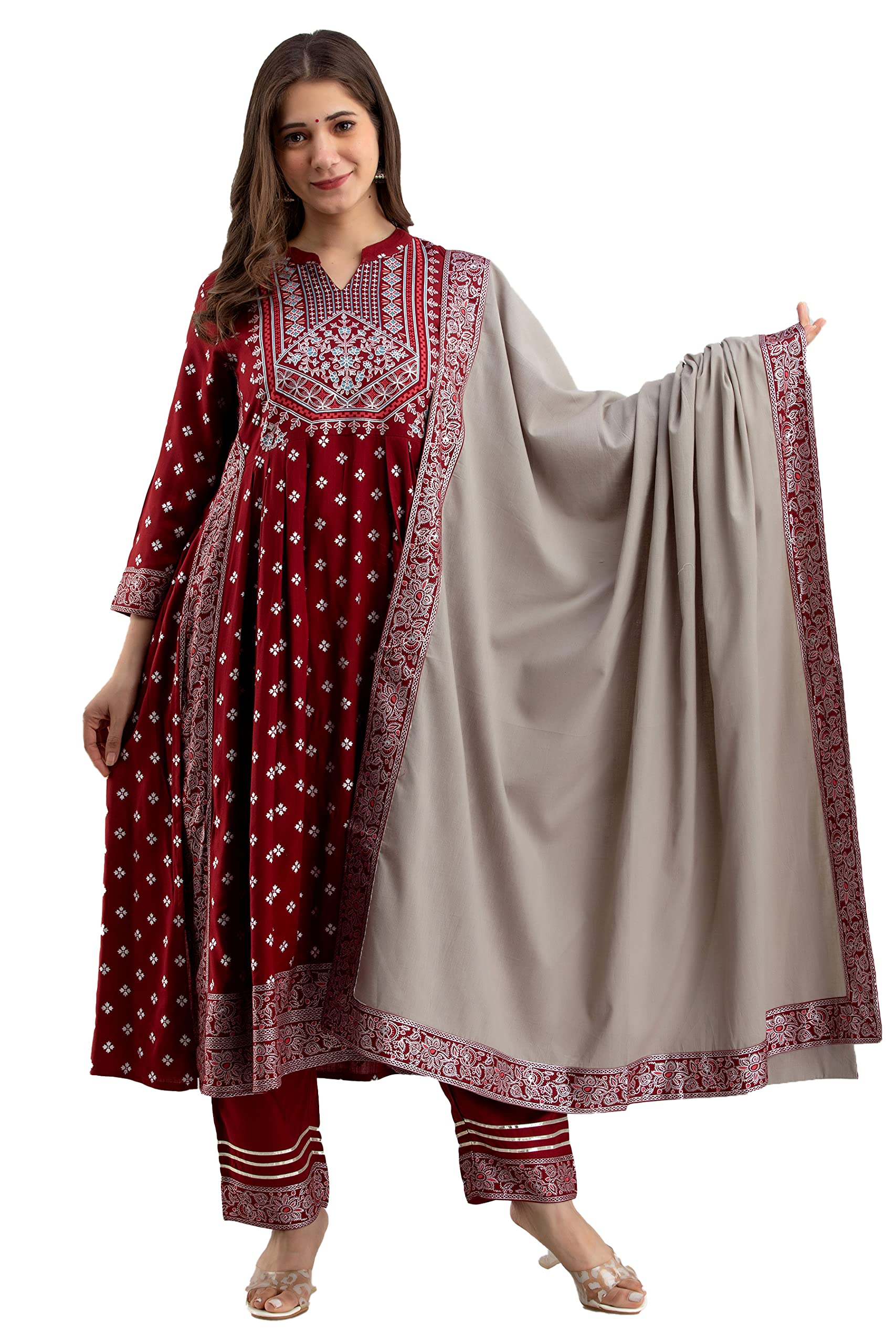 NAYRAH Women's Latest Printed Kurta Pant Dupatta Set