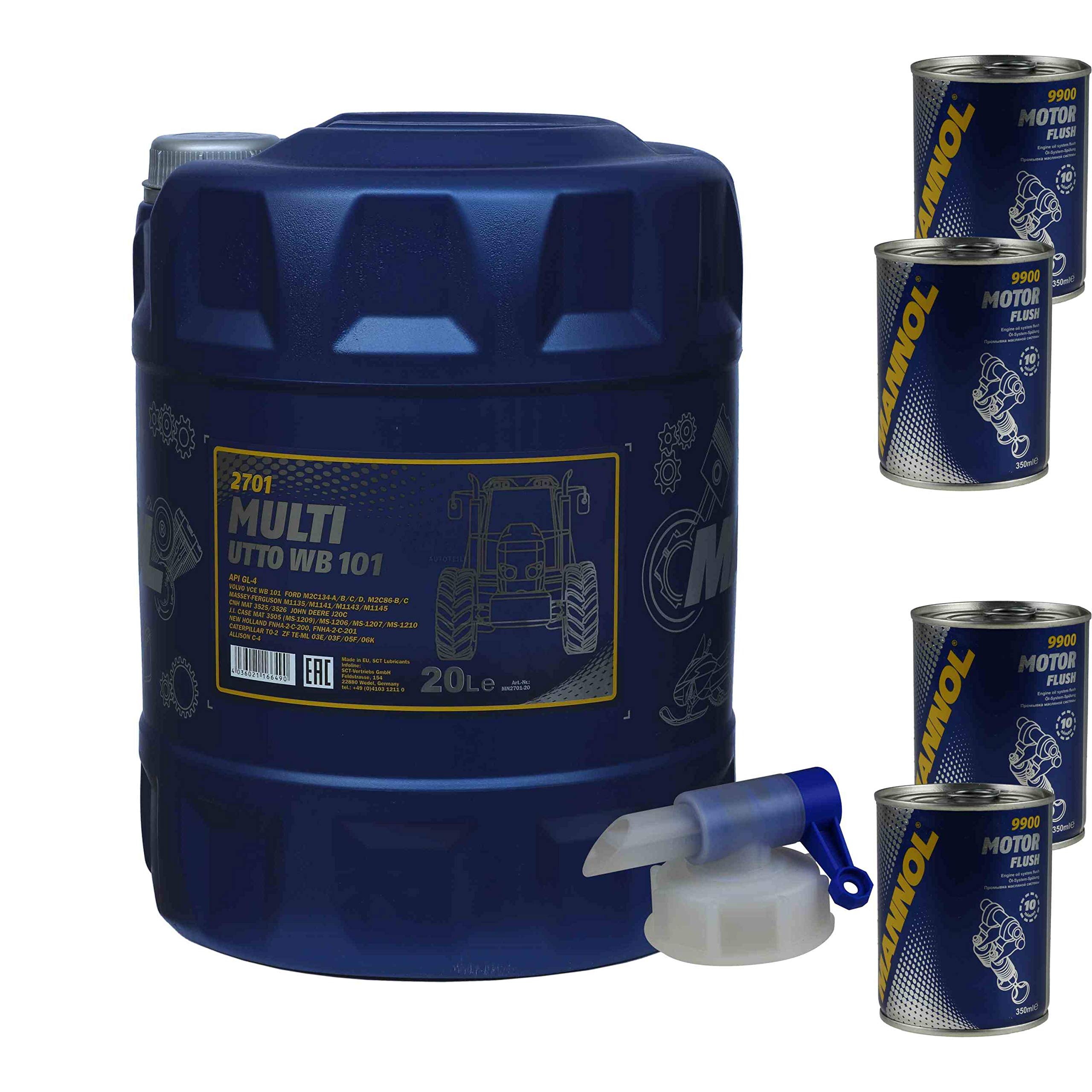 Huile moteur MANNOL Multi UTTO WB 101 API GL-4 4 x Moteur Flush 20 l
