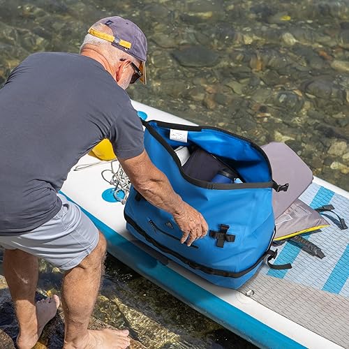 Vista 30 de Haimont Mochila de lona grande impermeable con parte superior enrollable, bolsa de lona seca resistente para navegación, viajes, motocicleta, kayak