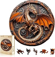 Vista 9 de KAAYEE Rompecabezas de madera para adultos, rompecabezas de madera con diseño de dragón mecánico con visión 3D, rompecabezas de madera avanzado