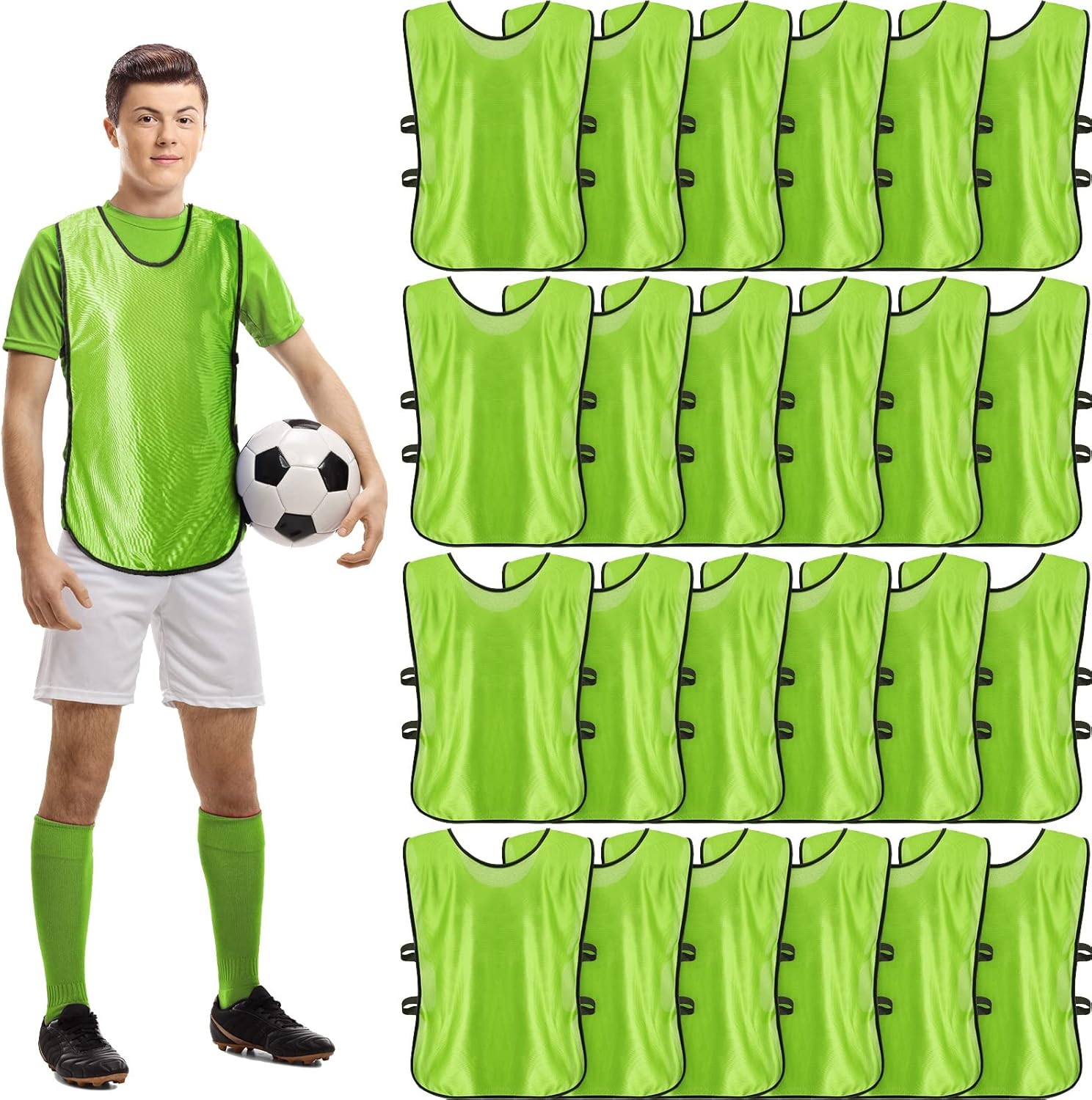 24 Pack Soccer Pinnies Jerseys Football Scrimmage Vest