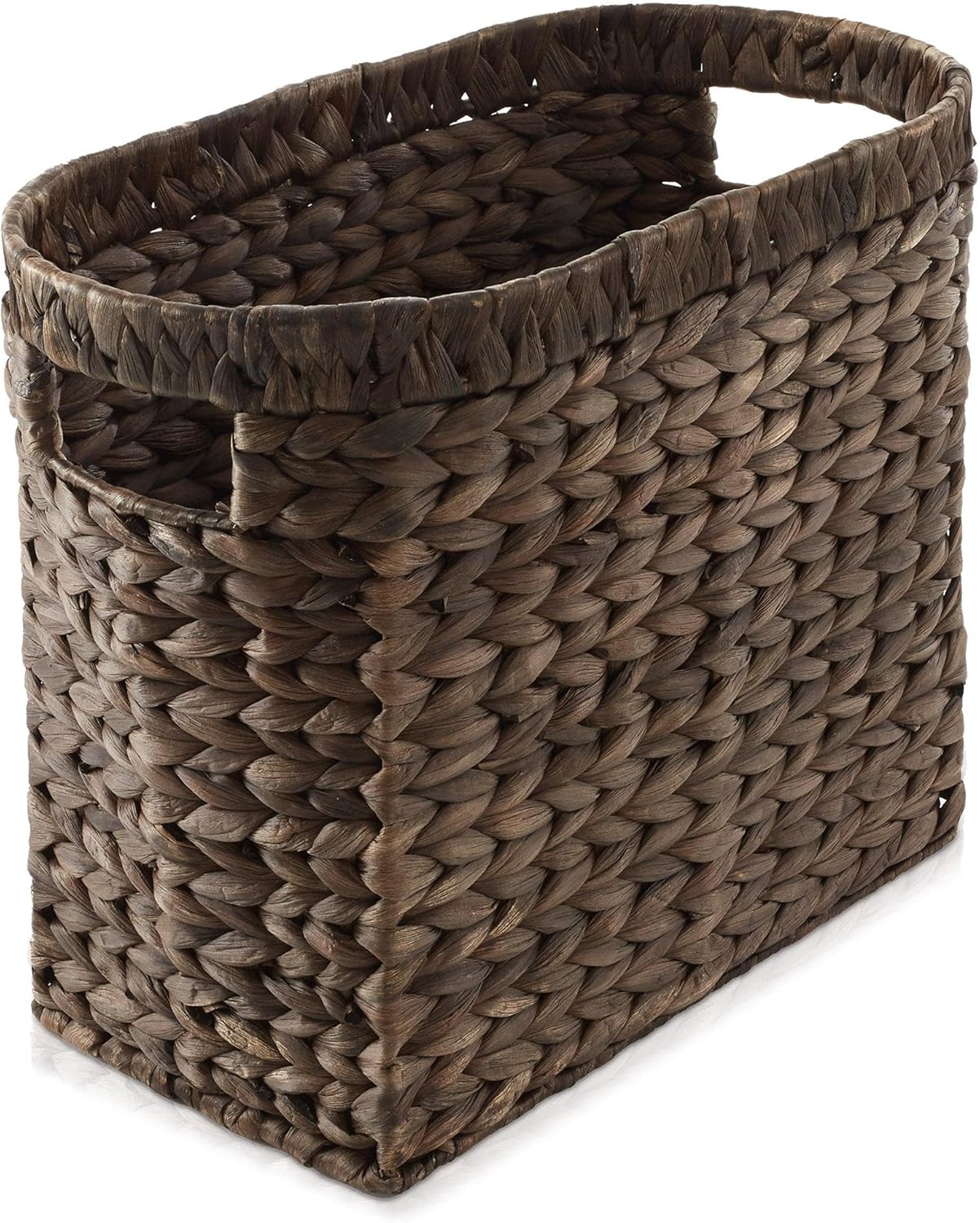 for Magazine Holder Basket with Handles, Woven Seagrass Wicker Hyacinth Storage Bin