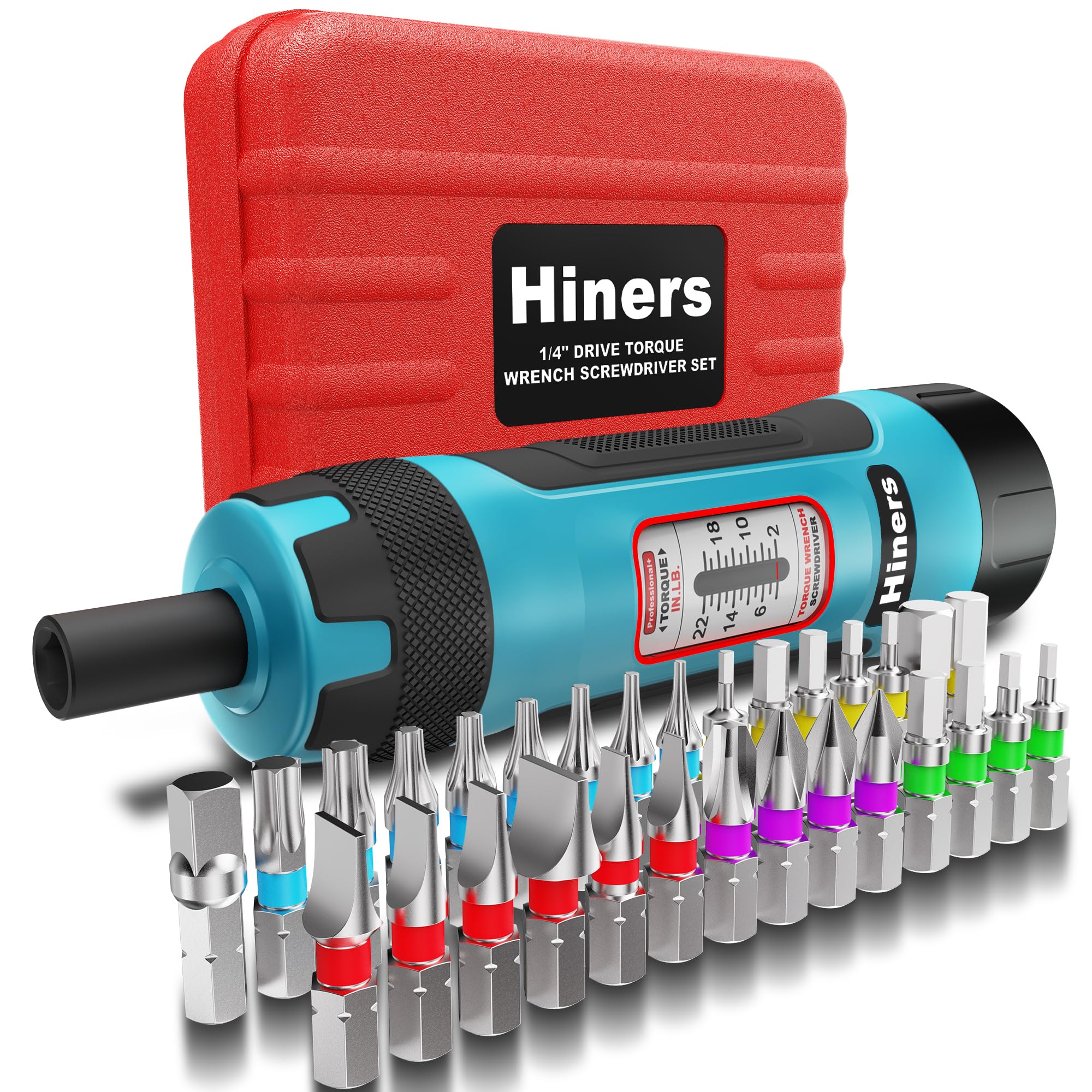 1/4 Inch Torque Screwdriver Wrench Set, 2-22 in.-lb., 31 Piece Torque Wrench Bits Set