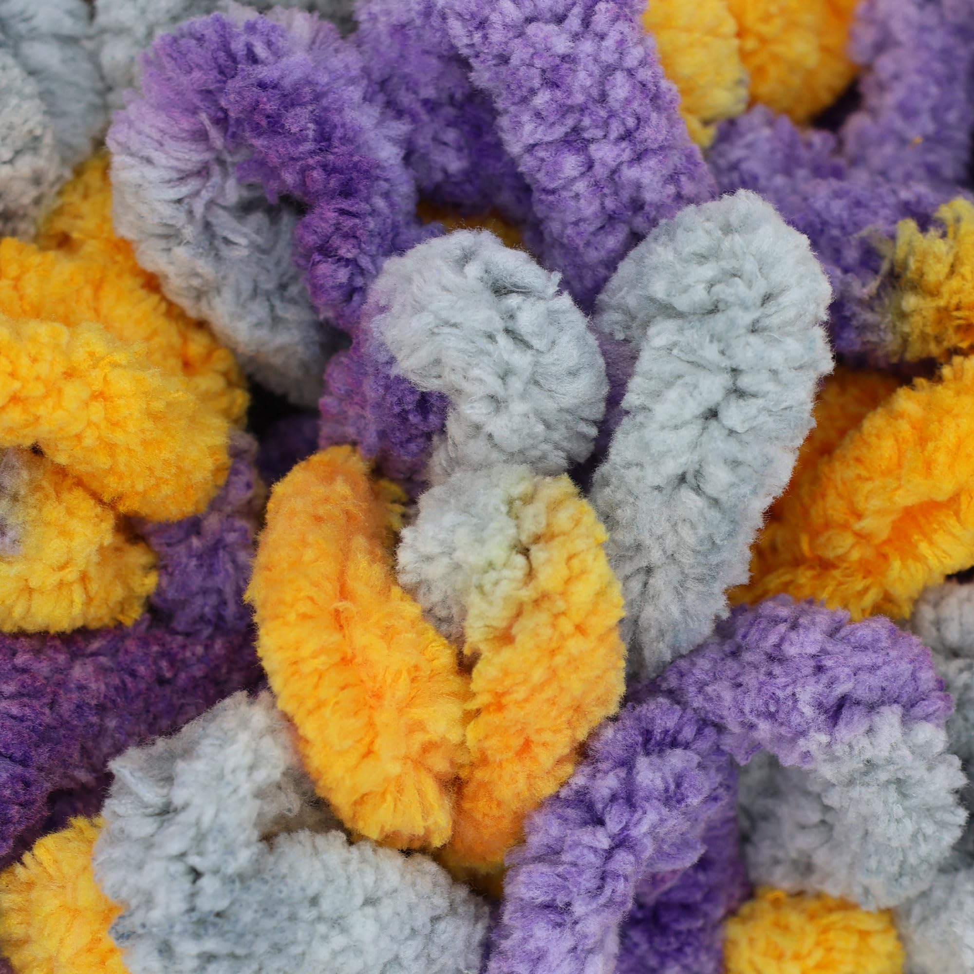 BambooMN Fun Finger Loops Garn – Team Spirit Farben – 3 Knäuel 3 Skeins Violett Grau Gelb