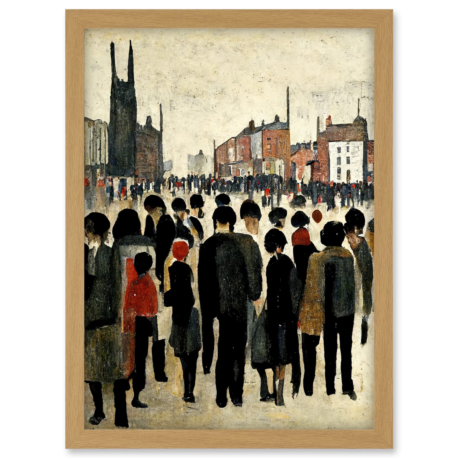 Doppelganger33 LTD 1940 Mid Century Industrial Northern Crowds In Street Cityscape Artwork Framed A3 Wall Art Print