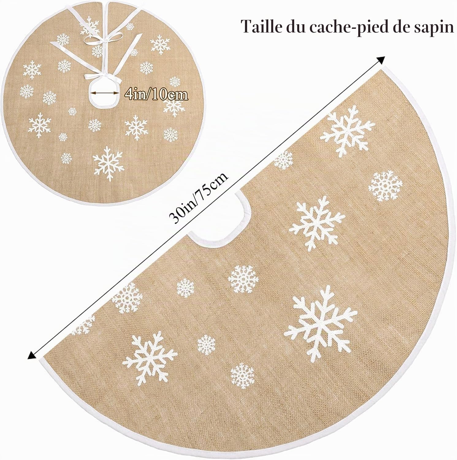 Jupe de Sapin de Noël en Toile de Jute Rustique 75cm