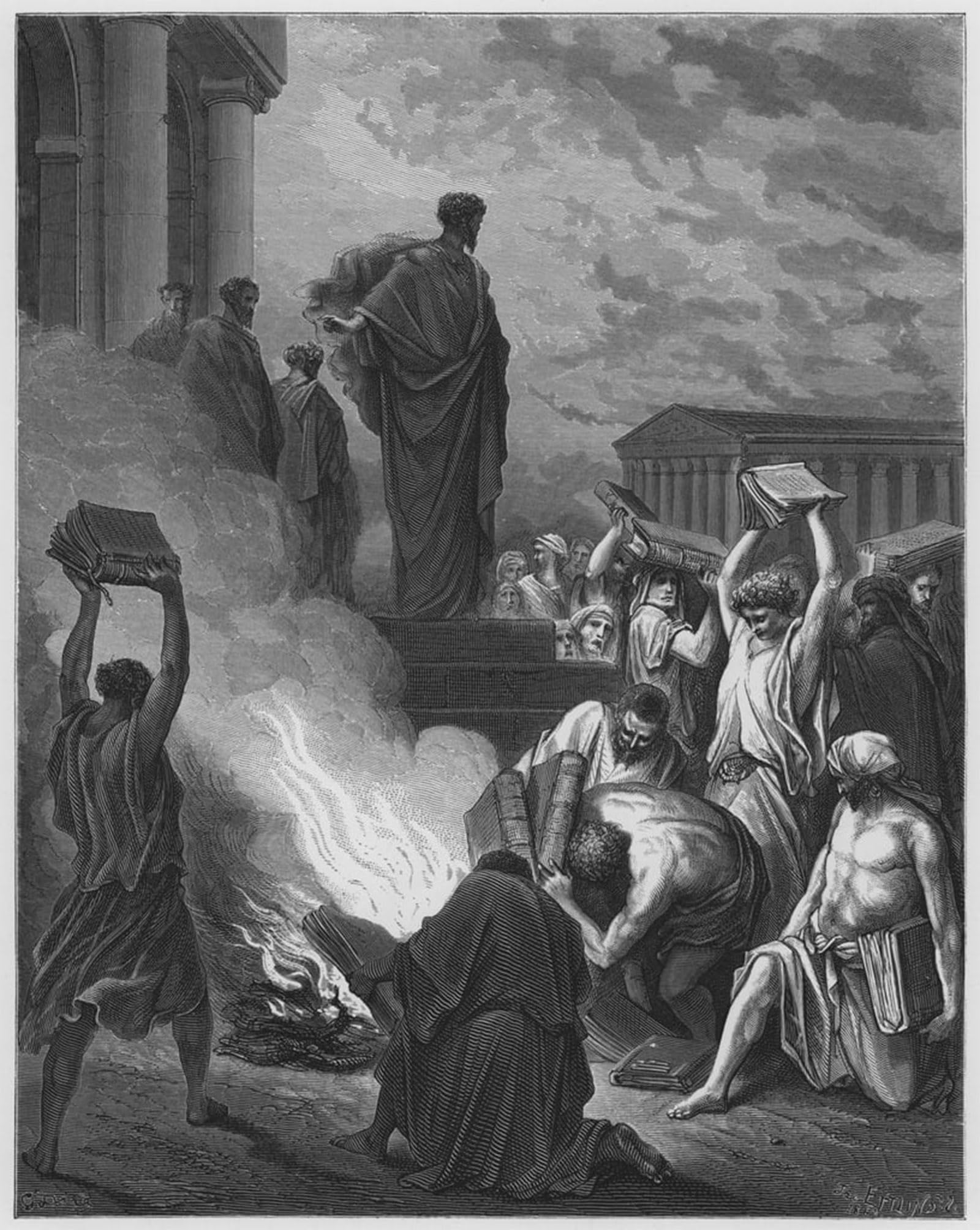 POSTERIIk Vintage Print Pop Art Landscape Artwork Bible S Paul At Ephesus by Gustave Dore Art Prints for Office Home Decor 60x90cm