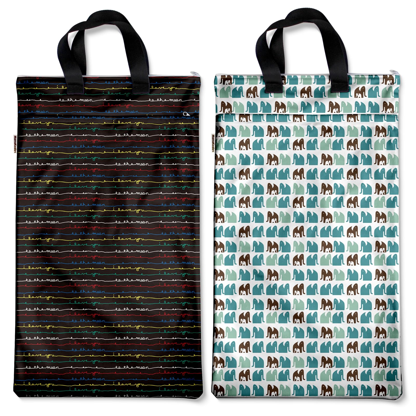 Mama Koala Reusable Hanging Wet Dry Bags for Baby Items, Cloth Diapers, Swimsuits, Travel, Gym Clothes, Beach, Pump Parts, Toiletries, Two Zippered