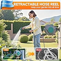Vista 4 de 1/2" x 130 ft Retractable Garden Hose Reel, Heavy Duty Water Hose Reel Wall Mounted, Any Length Lock, 180°Swivel, Water Hose with 10-Function Nozzle