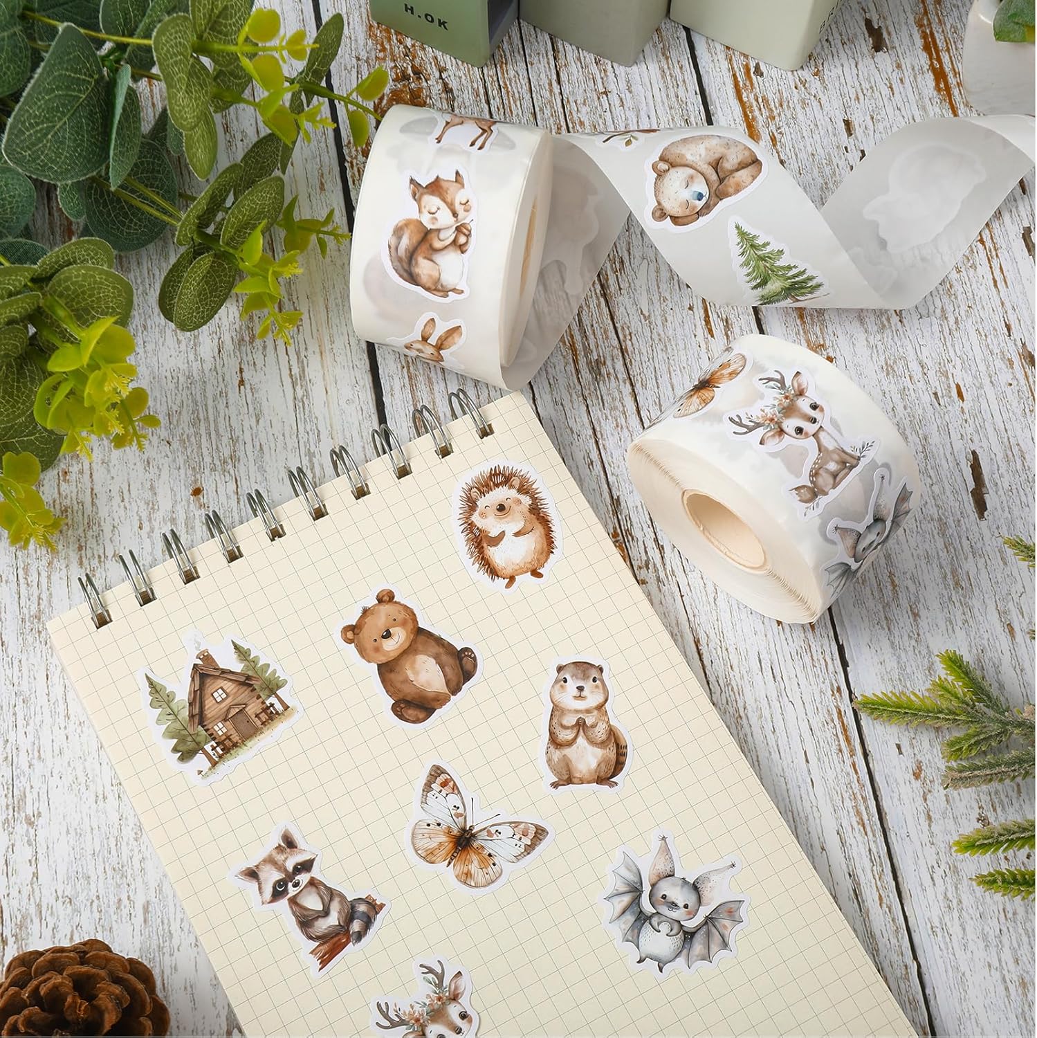 1000Pcs Woodland Animal Stickers Roll Watercolor Forest Animal Label Decals Self-Adhesive Stickers for Envelope Seal Scrapbook Card Bag Party Favors - Image 5