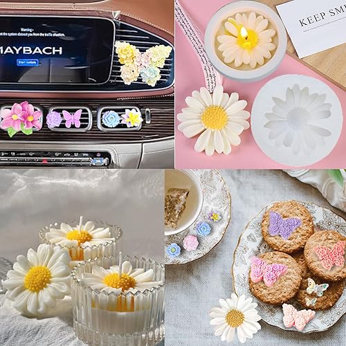 Miniatura 5 de Molde de vela Freshie para árbol de Navidad, copos de nieve, molde de silicona para automóvil, molde de silicona de Navidad para freshies para