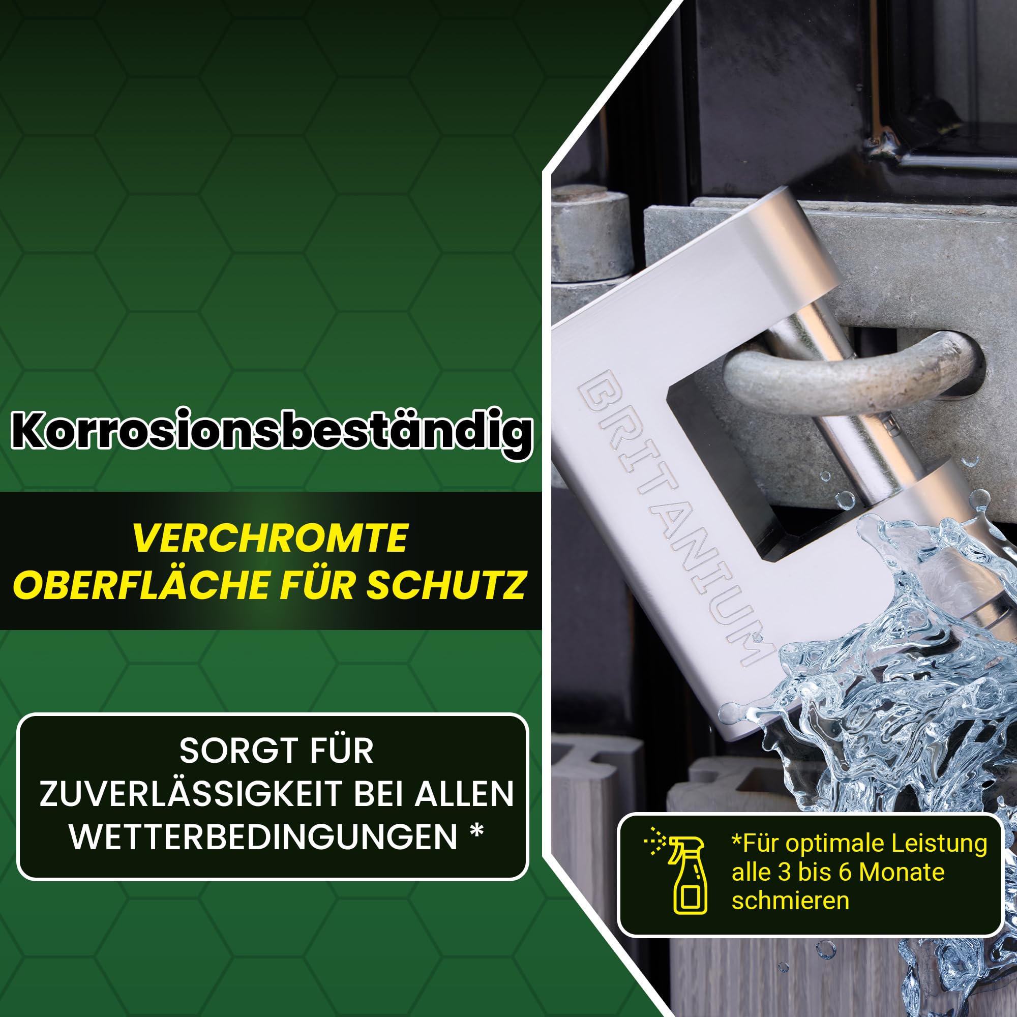 BRB80 Hochleistungs-Containerschloss mit 5 Schlüsseln – 13 mm schnittfester Bügel, wetterfester verchromter Körper | Hochsicherheitsschloss für Container, Garagen,