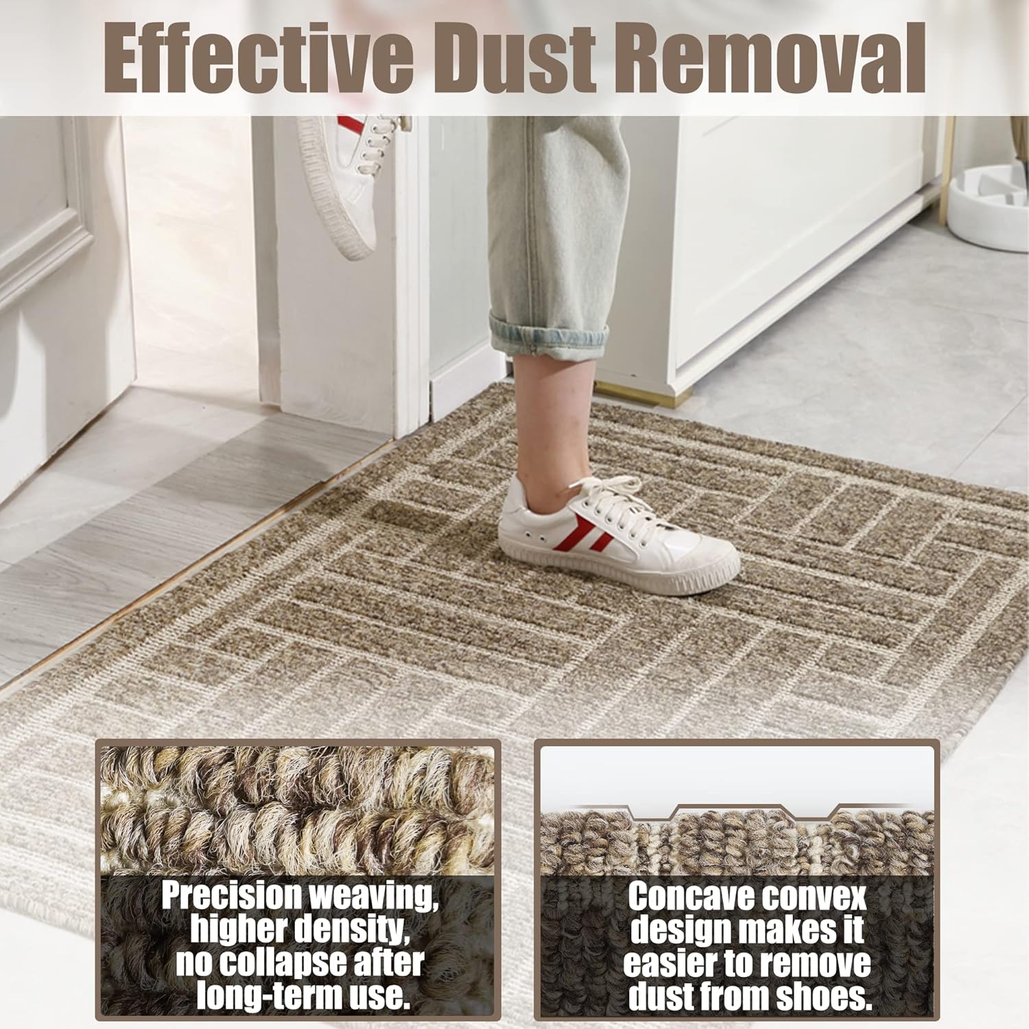 Indoor Door Mat, Front Back Door Rug 24"x35.5", Non-Slip Doormat Durable Welcome Mat, Low Profile Inside Floor Mat Resist Dirt Entrance Rugs, Machine Washable Absorbent Rugs for Entryway