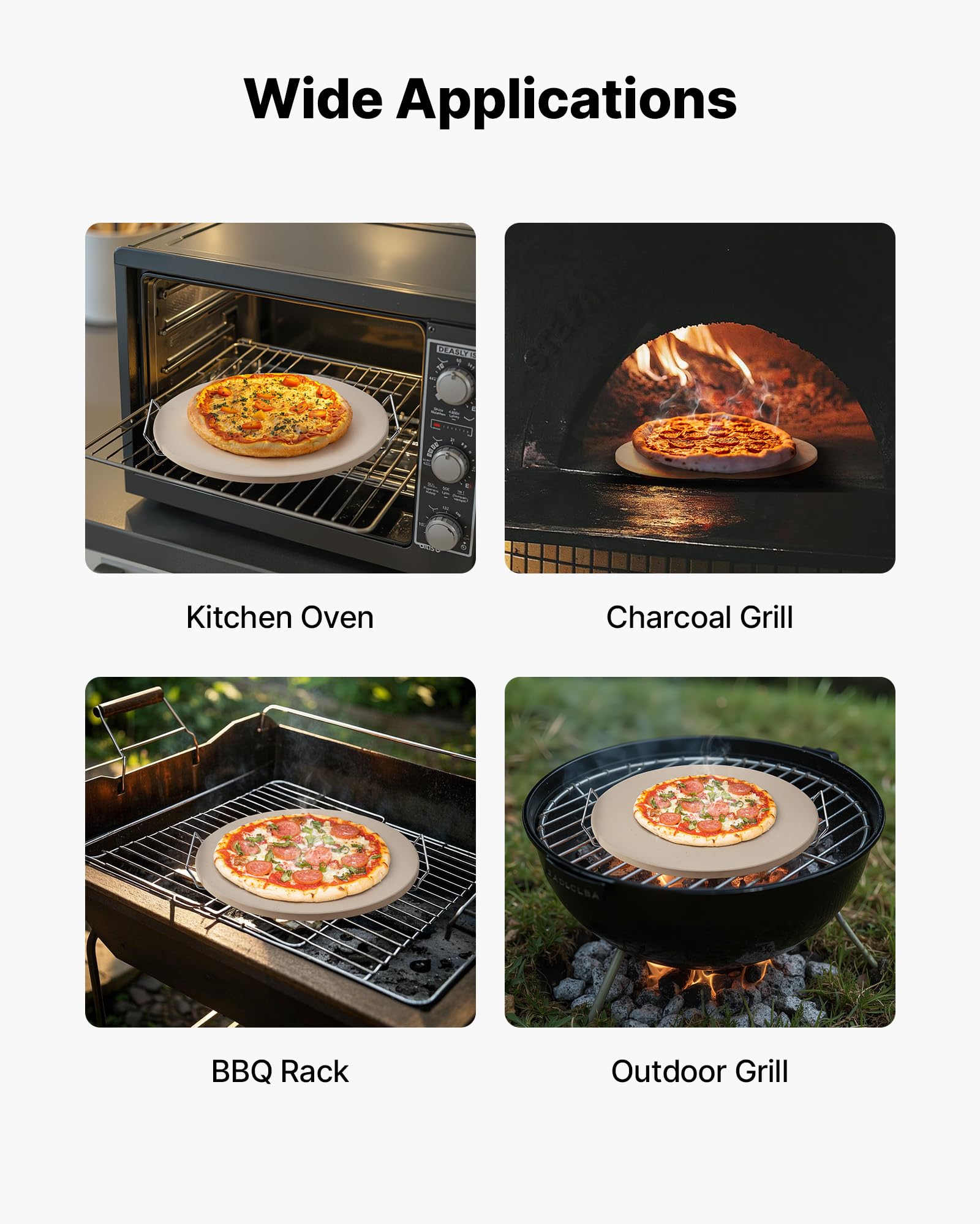 VEVOR Pierre à pizza ronde en cordiérite 40,6 cm, pierre de cuisson extra large avec support durable et grattoir PP, résistante à la chaleur, épaisseur 1,7 cm, pour four, cuisson du pain, barbecue