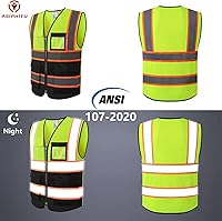 Vista 5 de ASIPHITU Chaleco de seguridad reflectante para hombres y mujeres, chaleco de construcción cumple con la norma ANSIISEA