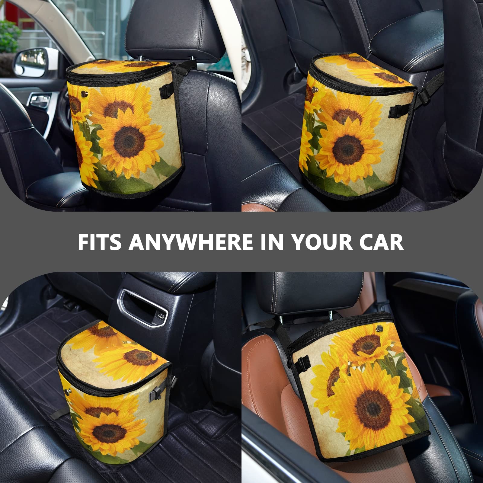 Pattumiera Per Auto Con Coperchio - Sacchetto Della Spazzatura Per Auto Appeso Con Tasche Portaoggetti Pieghevole E Bidone Della Spazzatura Per Auto Por P9254424