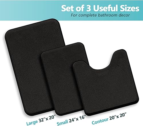 Miniatura 3 de Juego de alfombras de baño de espuma viscoelástica de 3 piezas con tapetes de inodoro, suaves y de apoyo, absorben los golpes, absorben el agua,