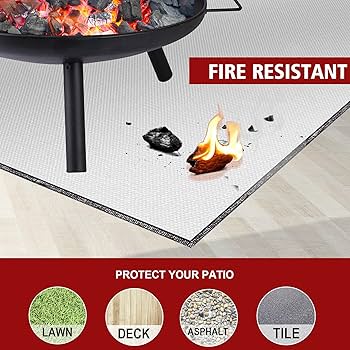 Fire Pit Mat-Silicone Stove Fire Mat,Retardant | Fireproof | Heat Resistant,Ember Mat And Grill Mat, Under The Stove, Protect Your Deck, Terrace, Lawn Or Campground From Embers,Washable (58"×58