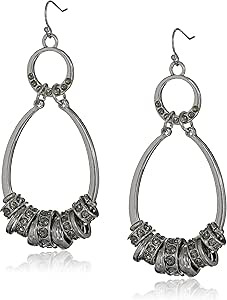 Jessica Simpson Silver Double Drop Washer Earrings