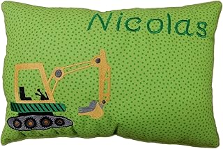 Grünes Schmusekissen * Kuschelkissen * Bagger * mit Namen Bestickt * ca. 25 * 40 cm groß * SK-gn_0078