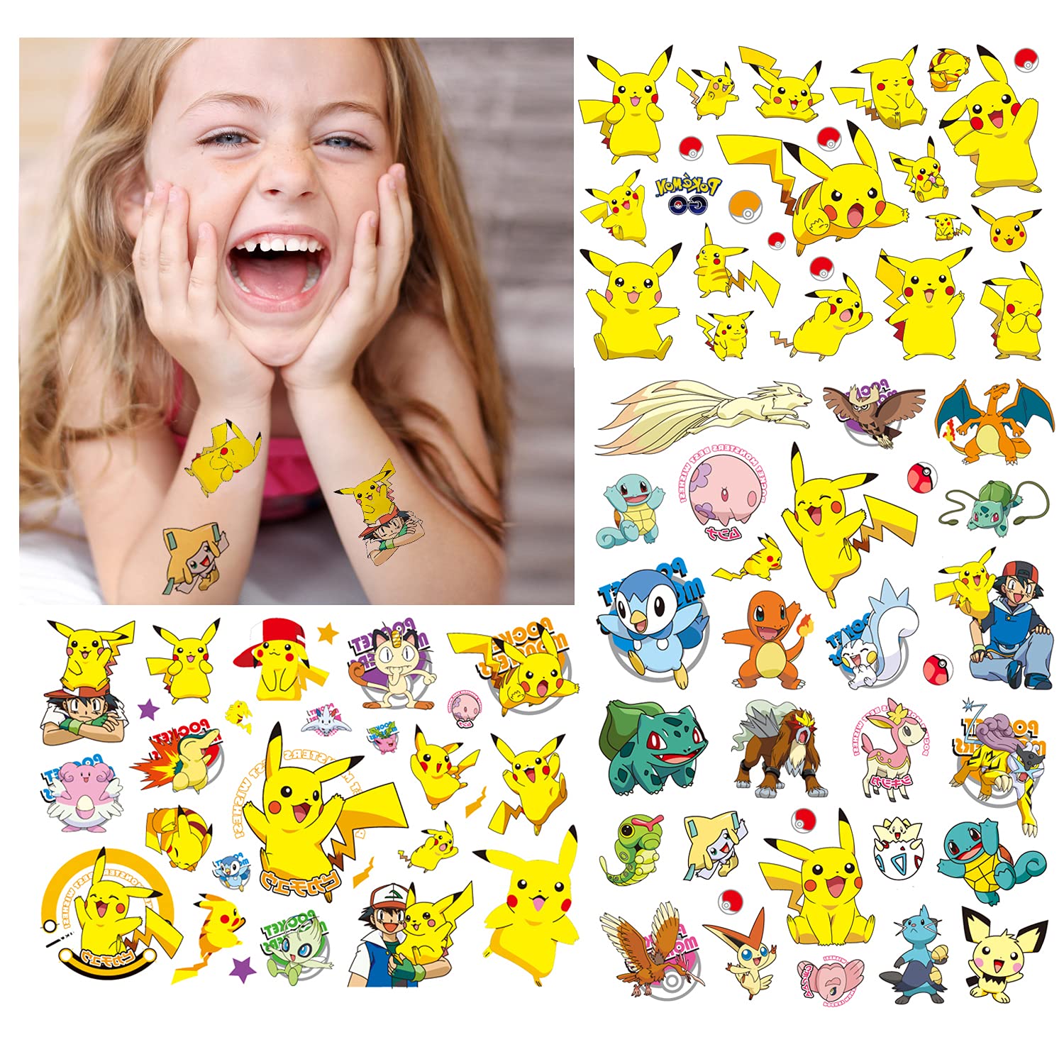 Buy 8 Sheets Pokemon Tattoos Sticker 3D Girls Boys Temporary Tattoos