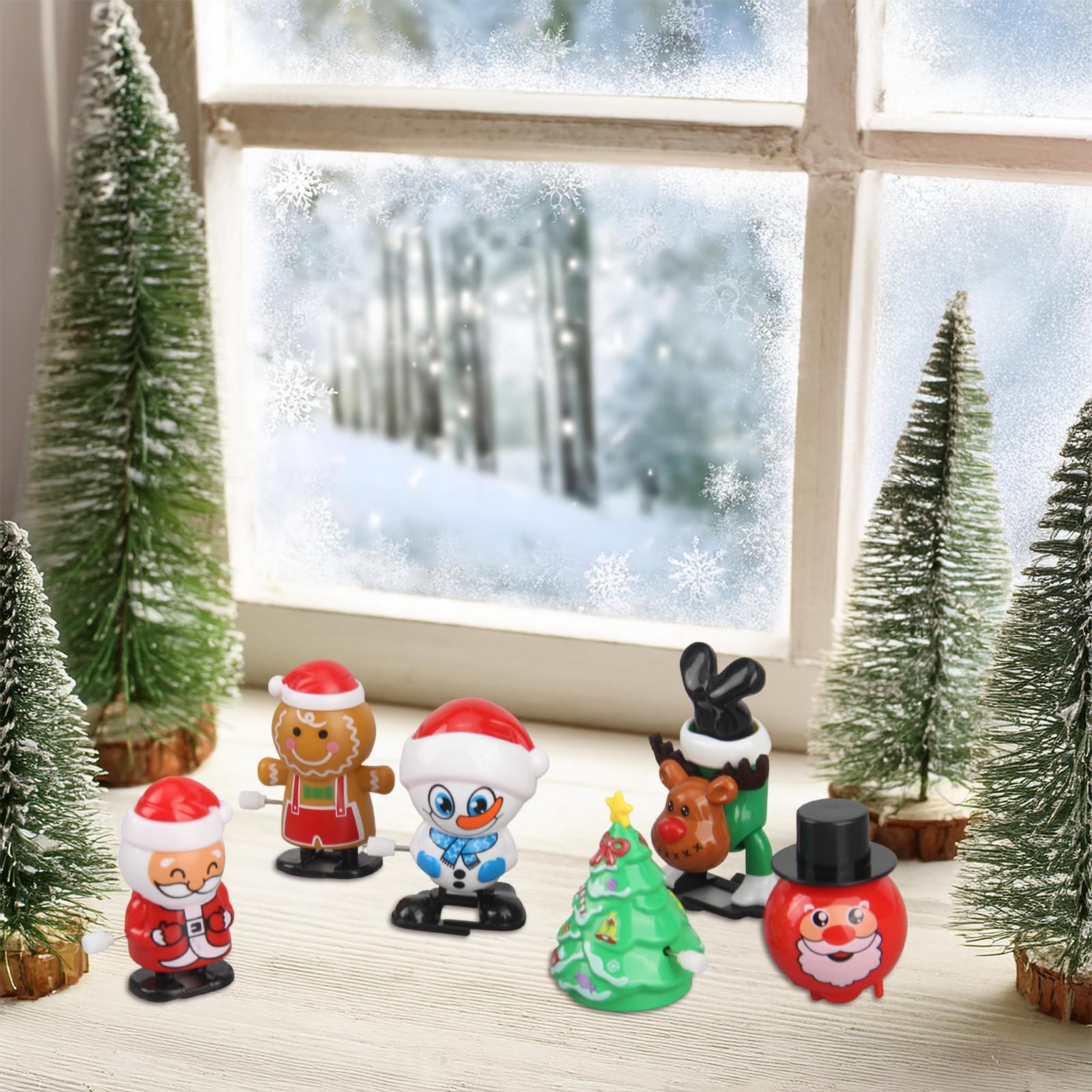 Vaskula Lot De 6 Jouets à Remonter De Noël – Père Noël, Renne, Bonhomme De Neige, Sapin – 6-8 Cm – Mécanique, Coloré Et Amusant