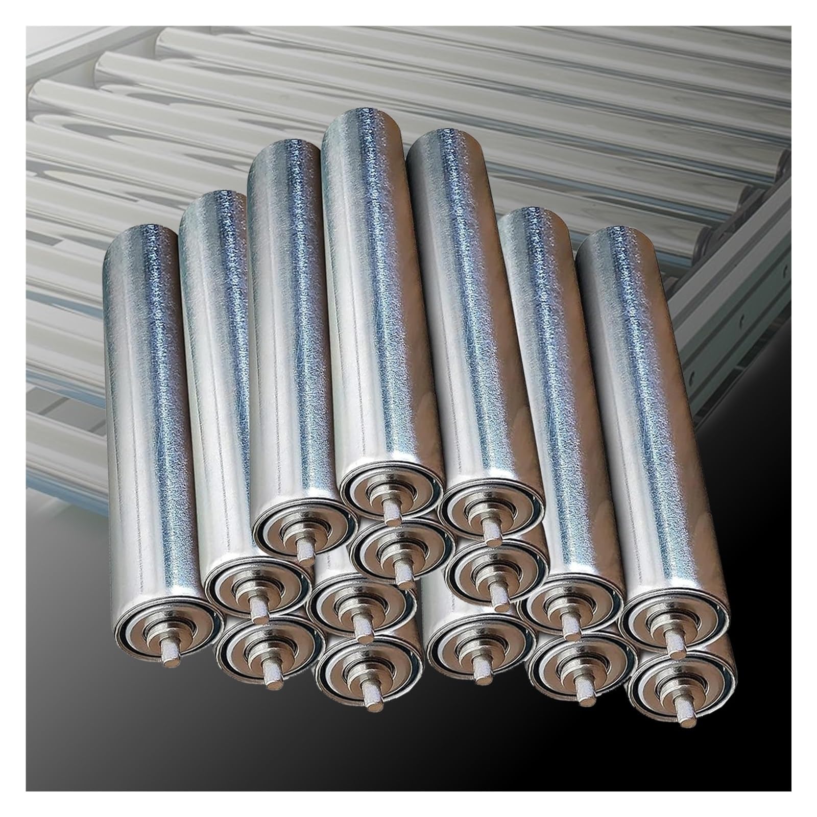 Rouleaux de convoyeur en acier galvanisé avec finition argentée durable