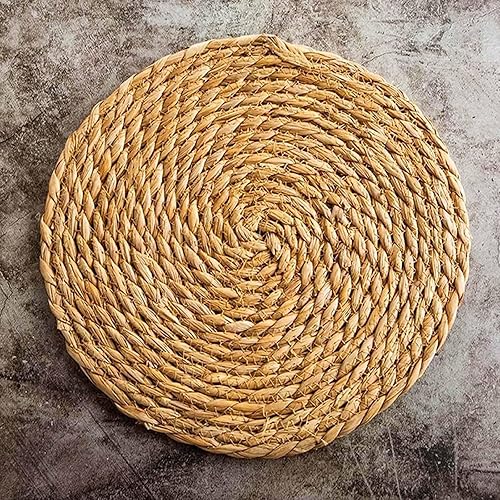 Cozy Woven Placemats, Natural Reed Dining Table Mats for Hot Dishes, Braided Rustic Table Setting Essentials for Kitchen, Dining Room, Farmhouse