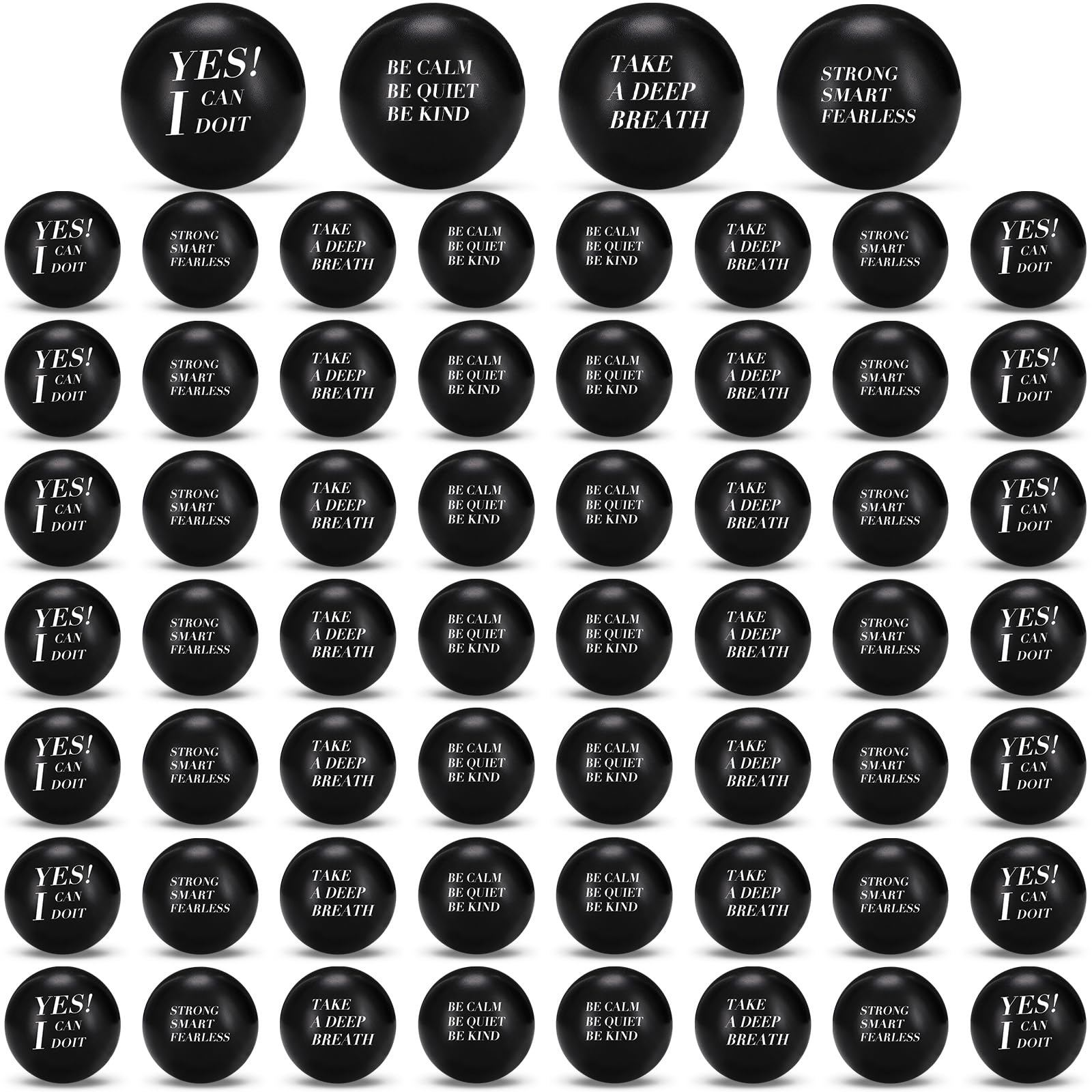 Libima 60 Pcs Motivational Stress Foam Balls Inspirational Anxiety Relief Balls Hand Exercise Fidget Toys for Kids Students Adult Relieve Encouraging (Black)