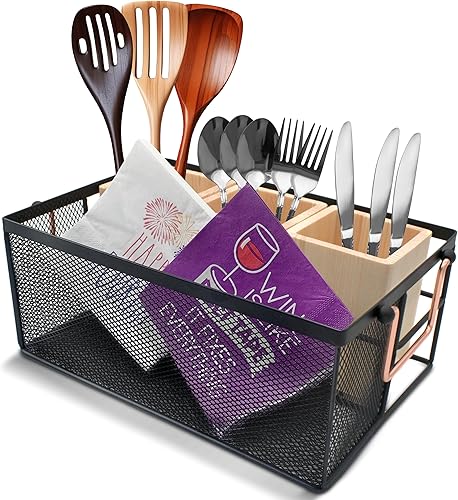 JAMA Design - Organizador de cubiertos Soporte para utensilios y servilleteros Ideal para cajones de cocina, fiestas y parrillas Elegante