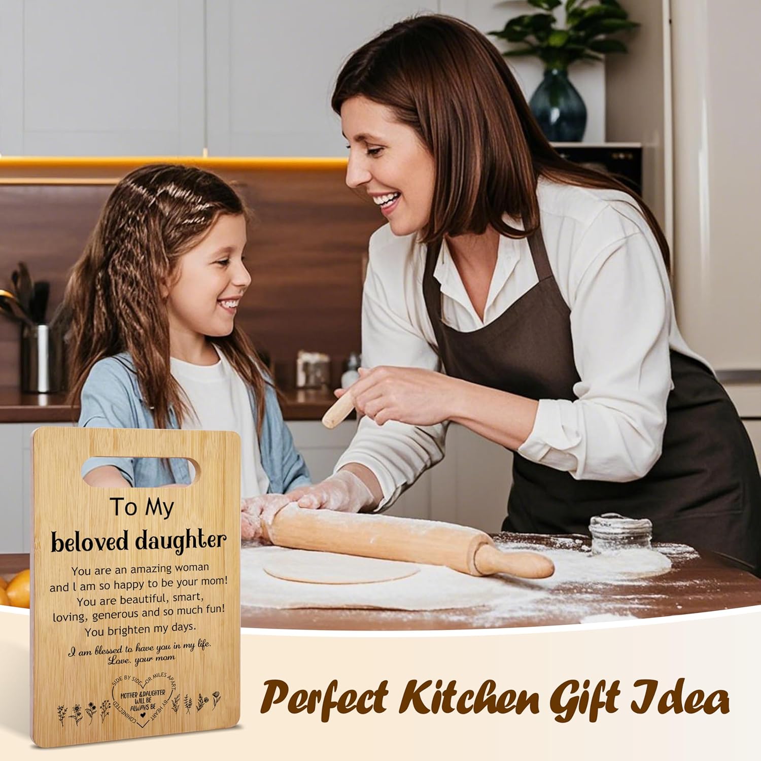 Gifts For Daughter, Recipe For A Special Bamboo Cutting Board Present, Mother's Day Birthday Christmas Gifts For Best Daughter From Mom, Home Kitchen Decorations, Wood Charcuterie Boards -56 - Image 6