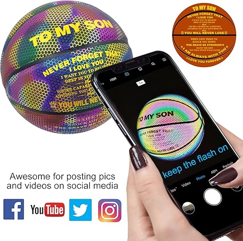 Miniatura 16 de Baloncesto holográfico – Tamaño 5 (27.5 pulgadas), tamaño 6 (28.5 pulgadas), tamaño 7 (29.5 pulgadas), para interiores y exteriores, balón de cuero