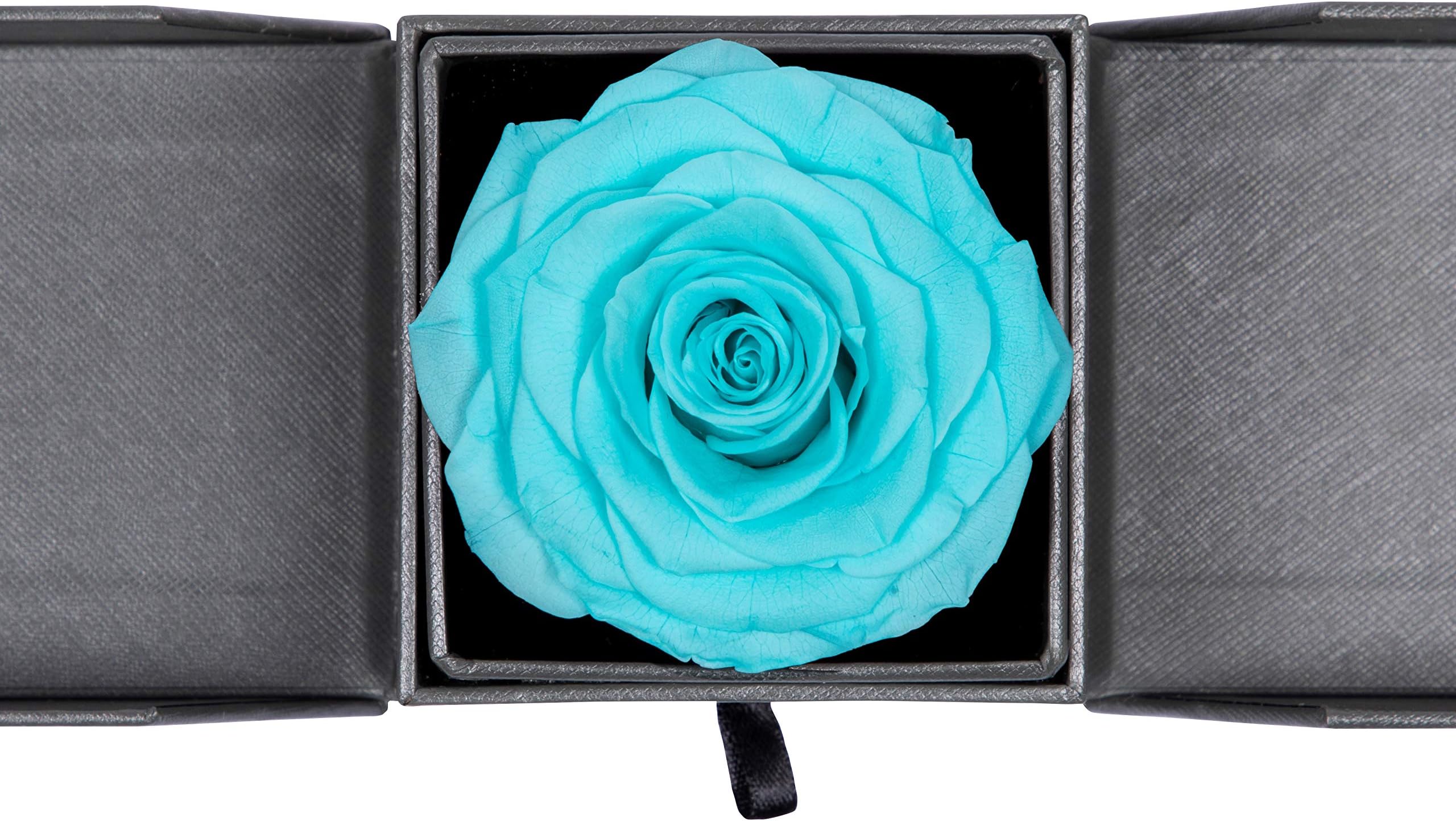 Handmade Preserved Flower Rose Jewelry Gift Box, Never Withered Roses, Upscale Immortal Flowers, Eternal Life Flowers for Love Ones, Gifts for Women,Mom,Girlfriend (Tiffany Blue)