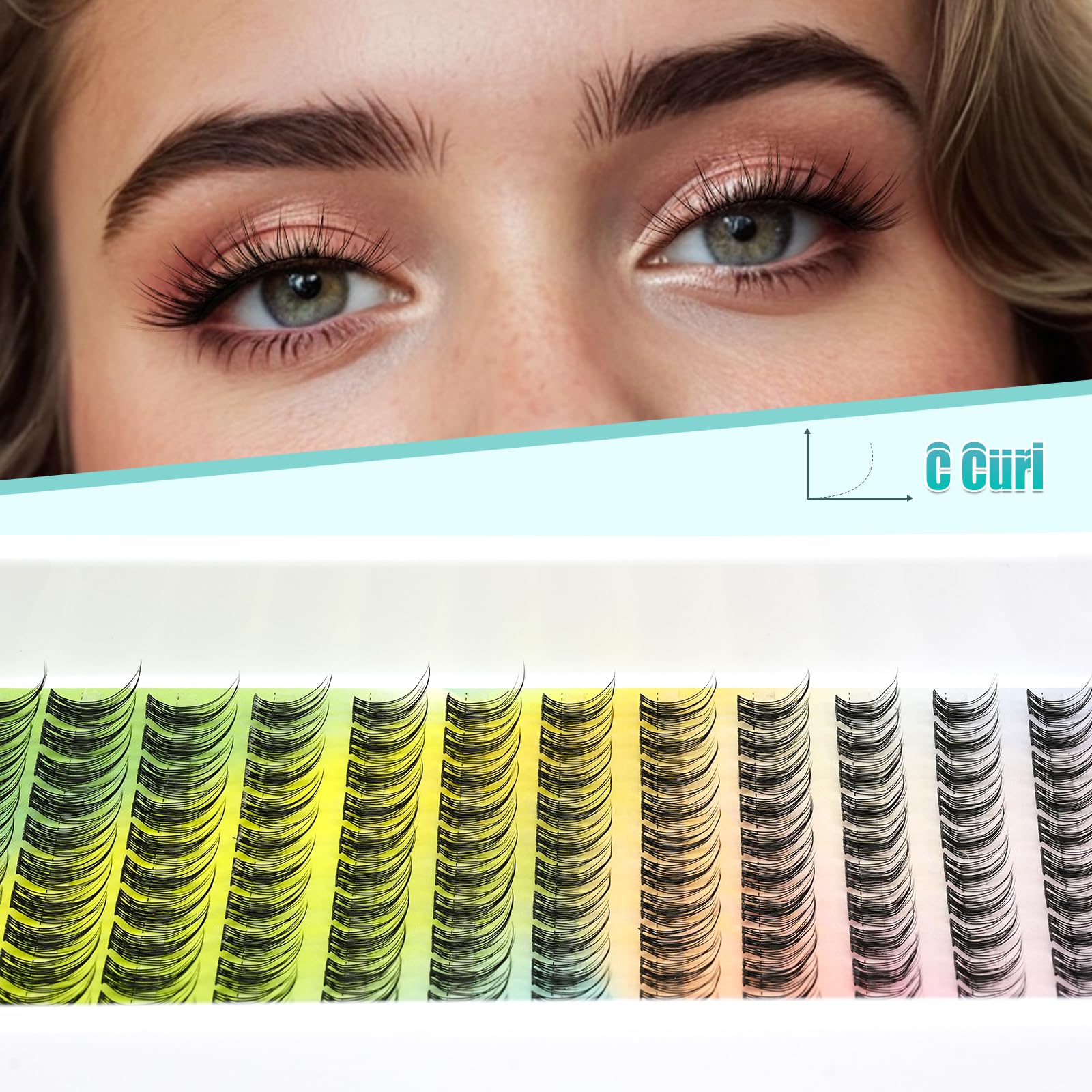 Obeyalash Natural False Eyelashes Extension 144 Pieces C Curl False Eyelashes Individual 10-13 mm Natural Cluster Lashes - Image 4