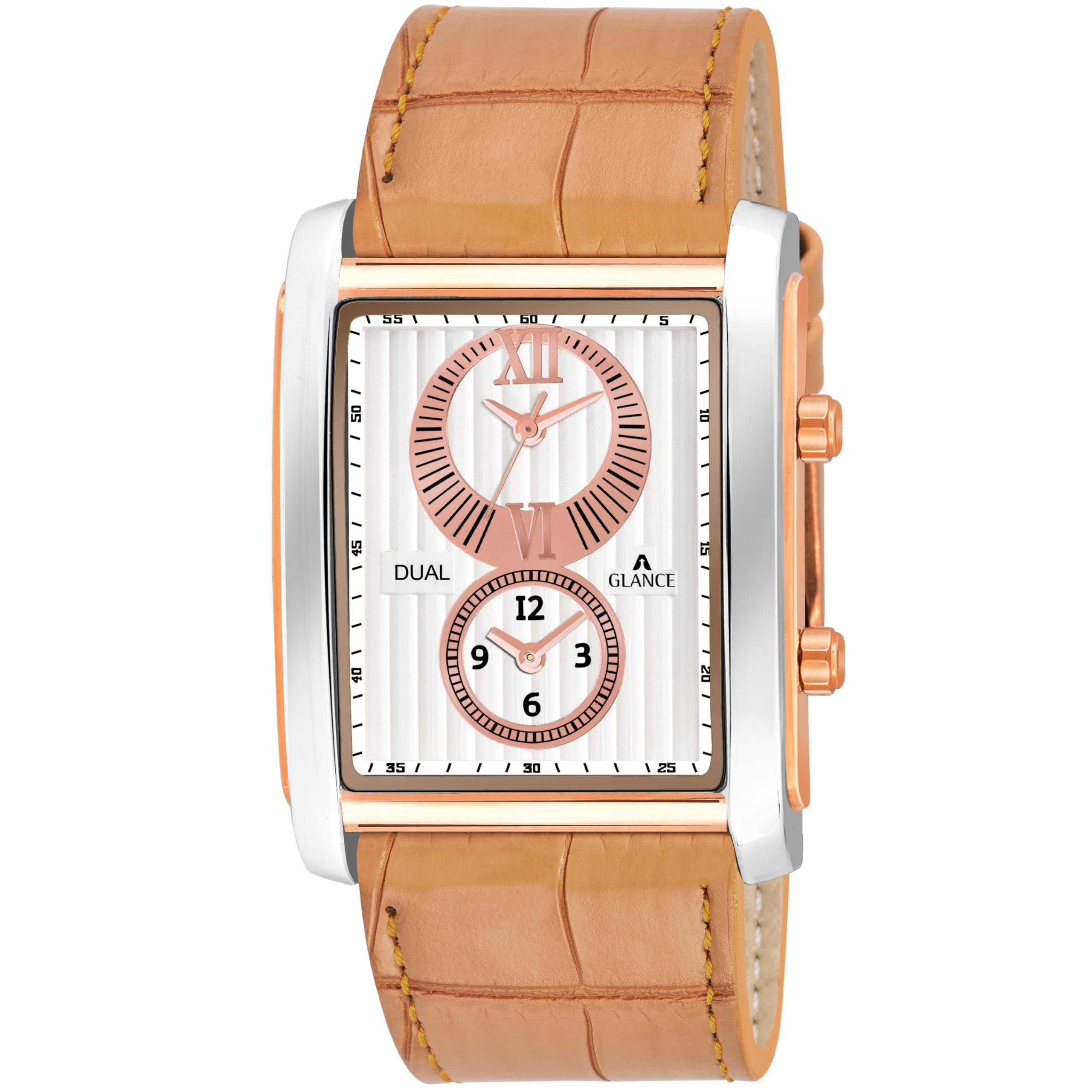 Aglance Doul Time Analog Leather Belt Analog Mens Watch | Mens Wrist Watches | Belt Watches for Men Branded | Waterproof Watch (Brown) (B0CJYC2ZHH) Amazon Price History, Amazon Price Tracker