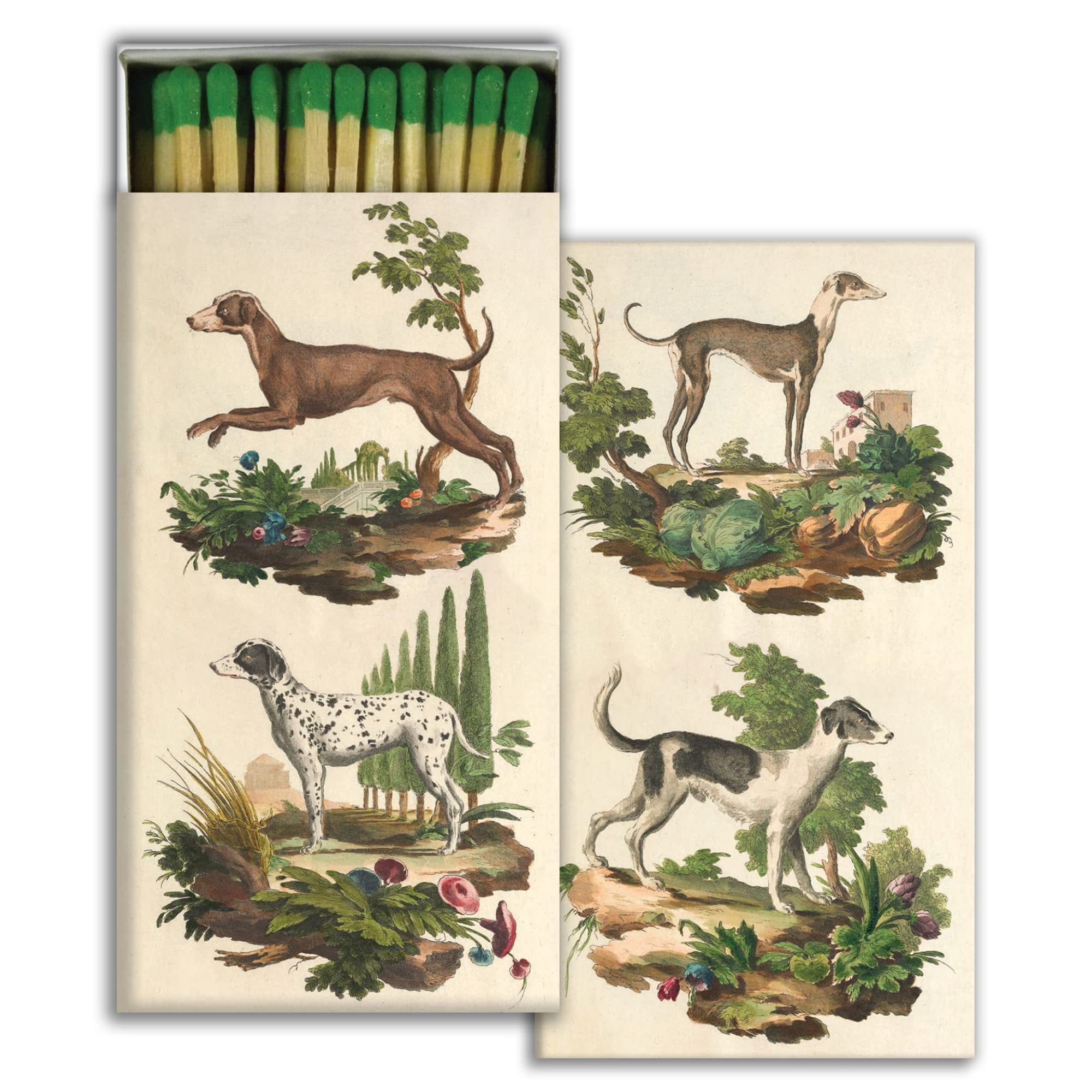 Italian Dogs Decorative Matchboxes with Wooden Matches - Great for Lighting Candles, fireplaces, Grills and More | Set of 2