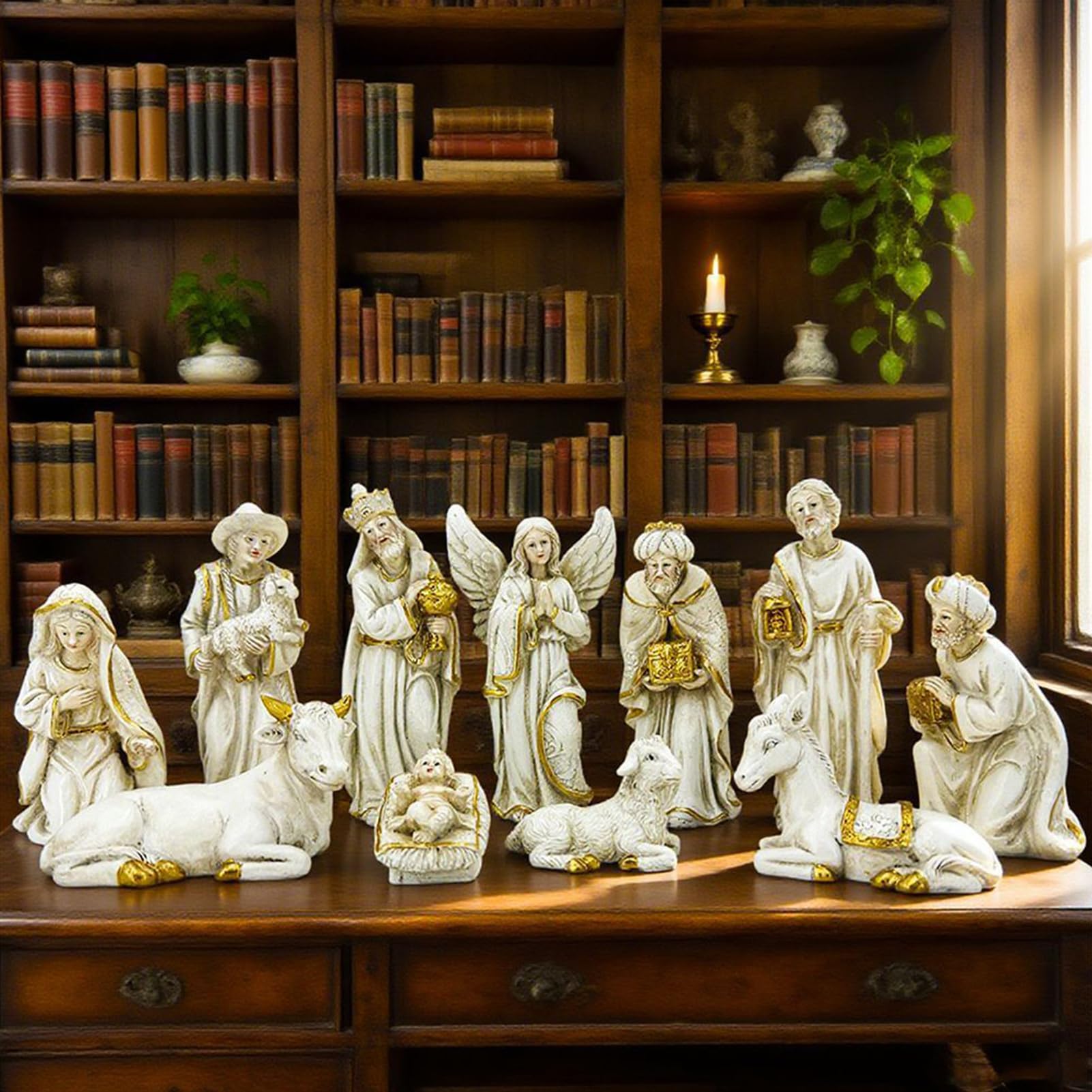 Crèche De Noël 11 Pièces Crèche De Noël Décoration Intérieure Pour Période | Figurine Religieuse Pour Église Fête Portail Maison Jardin Église