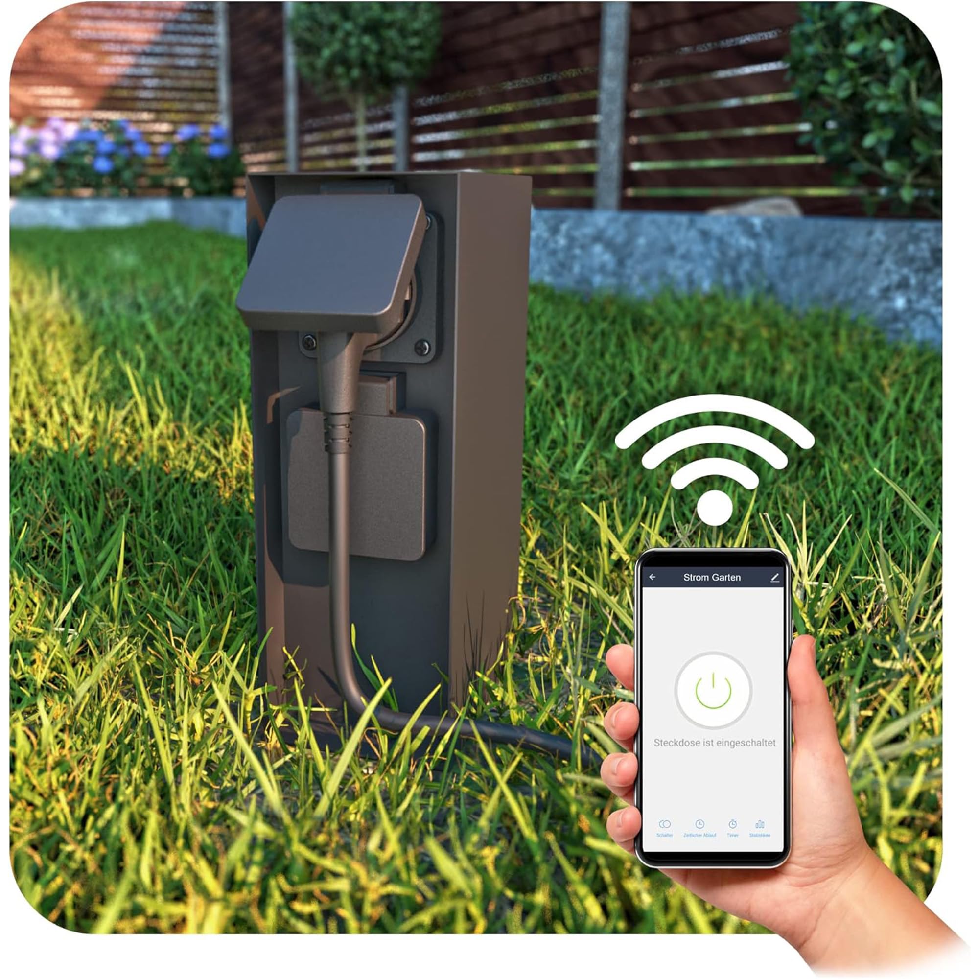 SSC-LUXon ZAVO Colonne de prise d'extérieur Wi-Fi noir avec 2 prises - Prise extérieure intelligente IP44 compatible avec Amazon Alexa