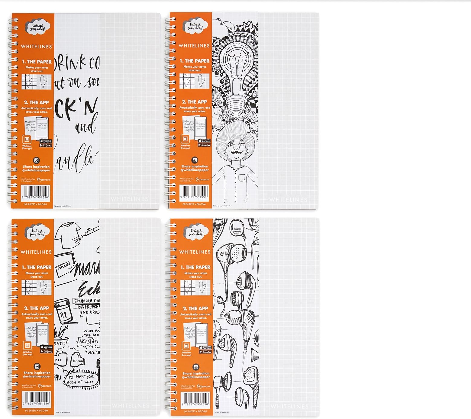 Whitelines Link A5 SQUARED Notebook 80gsm Paper (MULTIPACK) (Pack of 4)