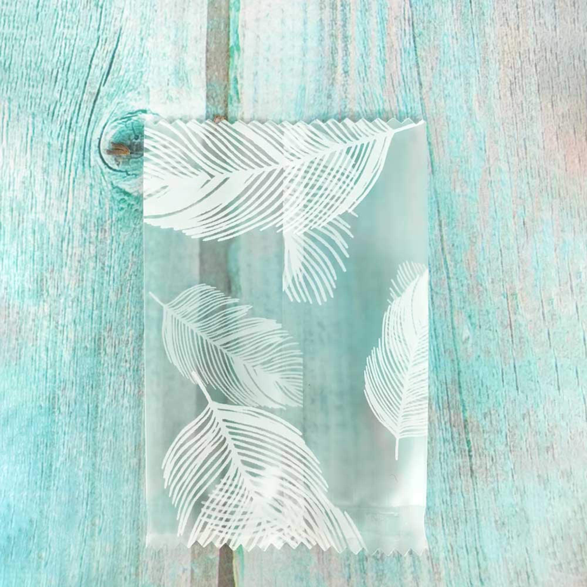 QQ StudioPack of 100 Nougat Heat Seal Packaging Wrappers for Favor Treat, Candies, Chocolates (3.5" x 4.7" (100 Bags), Translucent w. White Feather)